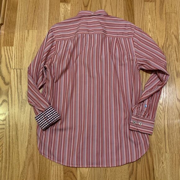 Tommy Bahama Jeans Red Orange Striped Cotton Button Up Shirt Men’s Size Small - Picture 5 of 12